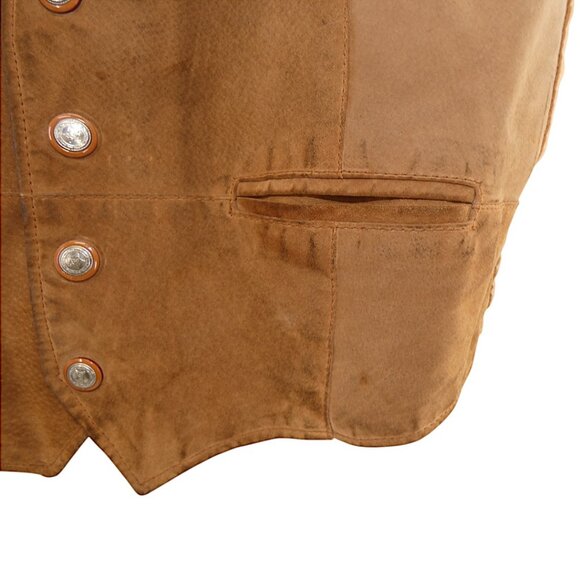 Global Identity G III Men's Thrashed Rugged Western Leather Suede Cowboy XL Vest - Picture 7 of 14